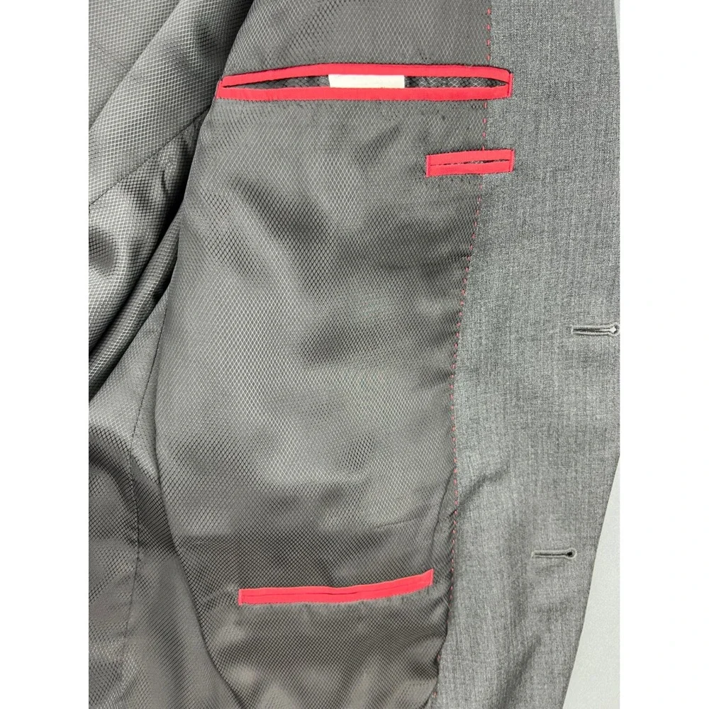 Alfani Slim Fit Suit Jacket Mens 46L Grey Wool Blazer Fair Condition 2 Button